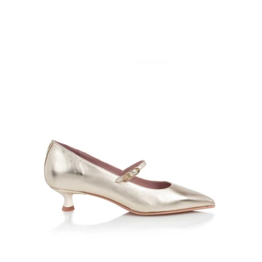***BRAND NEW WITH BOX*** Ayelet By Noat Gold Kitten Heel Pumps